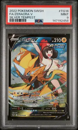 Zeraora V TG16 2022 Pokemon Sword & Shield Silver Tempest PSA 9 - Image 1