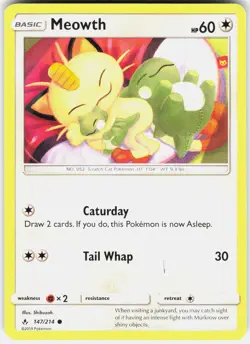 Meowth 147/214 Common Unbroken Bonds Pokemon Lightly Played - Image 1