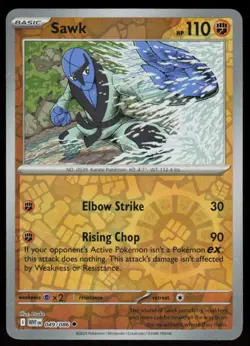 Sawk 049/086 Uncommon White Flare Pokemon Reverse Holo Near Mint - Image 1