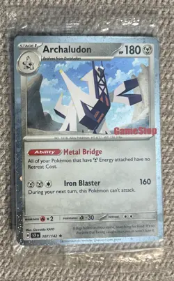 Pokemon TCG Stellar Crown Archaludon 107/142 GameStop Promo SEALED Cosmos Holo - Image 1