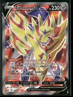 Zamazenta V 196/202 Ultra Rare Sword & Shield Pokemon Holo Near Mint - Image 1
