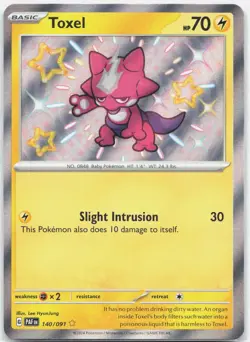 Toxel 140/091 Shiny Rare Paldean Fates Pokemon Holo Near Mint - Image 1
