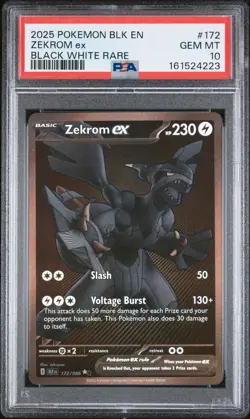 2025 POKEMON BLK EN-BLACK BOLT BLACK WHITE RARE #172 ZEKROM EX PSA 10 - Image 1