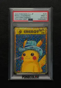 Pokemon PSA 9 AUTO 9 Lightning Energy Holo Rosa La Barbera 2023 #LIG CLL JPN - Image 1