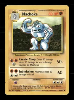 Machoke 34/102 Base Set Unlimited MP Pokemon - Image 1