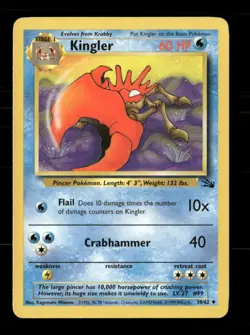 Kingler 38/62 Fossil Unlimited MP Pokemon - Image 1