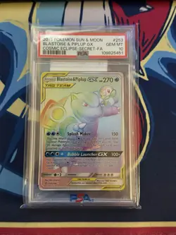 2019 POKEMON SUN & MOON COSMIC ECLIPSE FULL ART/BLASTOISE & PIPLUP GX PSA 10 - Image 1