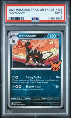 Pokemon Houndoom 2024 Trick or Trade BOOster 133 Halloween PSA 9 - Image 1