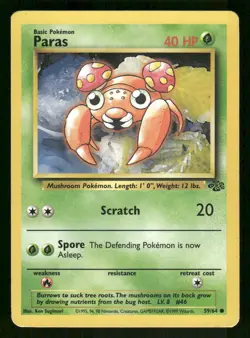 Paras 59/64 Common Jungle Pokemon Unlimited Lightly Played - Image 1