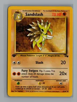 1999 Pokemon Fossil 1st Edition Sandslash #41/62 Uncommon Regular Non-Holo NM - Image 1