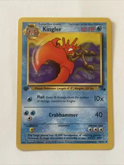 Pokemon Card 1st Edition Fossil Uncommon Kingler 38/62 Fossil NM - Image 1