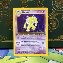Pokemon 1999 Hypno Fossil Holo Rare Card 1st Edition 8/62 LP + NM - - Image 1