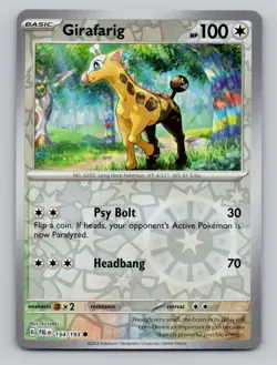 Girafarig 154/193 Common Paldea Evolved Pokemon Reverse Holo Near Mint - Image 1