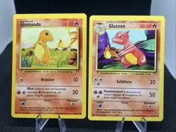 Glumanda + Glutexo 24+26/102 Base Set Basis Pokemon Karte Deutsch/GER Vintage - Image 1