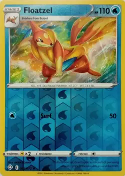 023/072 FLOATZEL REVERSE HOLO SHINING FATES POKEMON CARD - Image 1