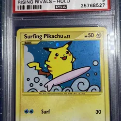 Pokemon Surfing Pikachu Rising Rivals Holo #114 PSA 9 Mint slight cracks on slab - Image 2