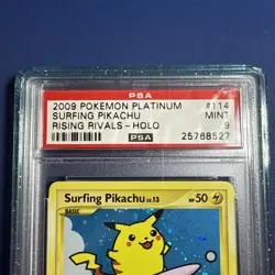 Pokemon Surfing Pikachu Rising Rivals Holo #114 PSA 9 Mint slight cracks on slab - Image 3