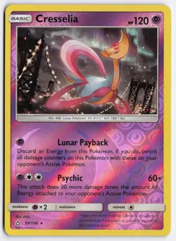 Cresselia 59/156 Holo Rare Ultra Prism Pokemon Reverse Holo Lightly Played - Image 1