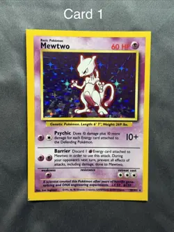 SQUARE CUT Mewtwo 10/102 Base Set Unlimited Factory Cut Error NM Pokemon - Image 1