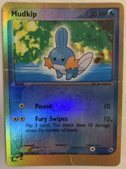 Mudkip 60/109 Reverse Holographic Pokemon Card Fermi Bubbles Grading F- - Image 1