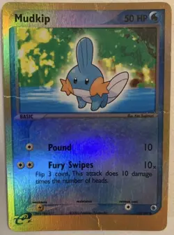 Mudkip 60/109 Reverse Holographic Pokemon Card Fermi Bubbles Grading F- - Image 2