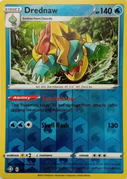027/072 DREDNAW REVERSE HOLO SHINING FATES POKEMON CARD - Image 1