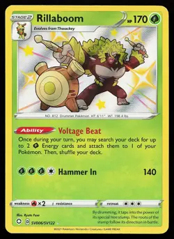 Rillaboom SV006/SV122 Holo Shiny Rare Shining Fates Shiny Vault Pokemon Card - Image 1