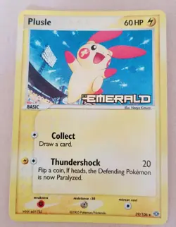 Plusle 39/106 Pokemon TCG 2005 EX Emerald Reverse Holo Card Stamped - Image 1