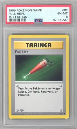 PSA 8 - Pokemon Card - Base 82/102 - FULL HEAL (uncommon) *1st Edition* - NM-MT - Image 1