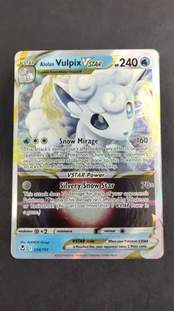 Pokemon Card Alolan Vulpix VSTAR 034/195 SWSH12: Silver Tempest Ultra Rare - Image 1