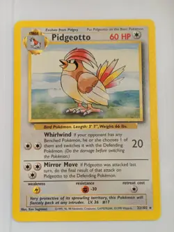 Pokemon Card Pidgeotto Base Set 22/102 Non Holo Rare MP - Image 1