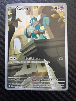 Pokemon TCG Golett 122/086 SV Black Bolt Holo Illustration Rare Card - Image 1