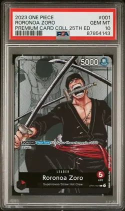 PSA 10 Roronoa Zoro OP01-001 25th Anniversary Premium Card Collection One Piece - Image 3