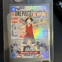 ONE PIECE MONKEY D. LUFFY US VOYAGE NCAA COLLEGE BASKETBALL CARD PROMO - Image 1