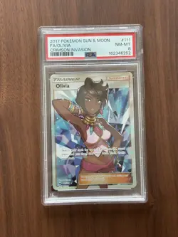 2017 Pokemon Sun & Moon Crimson Invasion Olivia Full Art PSA 8 (111) - Image 1