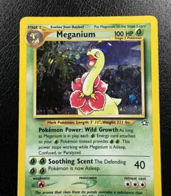 Pokemon TCG Meganium 11/111 Neo Genesis Holo Unlimited WOTC MP/HP With Swirl🌀 - Image 2