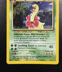 Pokemon TCG Meganium 11/111 Neo Genesis Holo Unlimited WOTC MP/HP With Swirl🌀 - Image 3