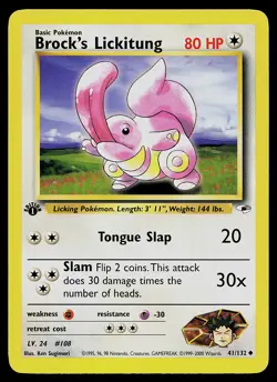 Pokemon Card - Brock's Lickitung 1st Edition Gym Heroes 41/132 Uncommon - Image 1