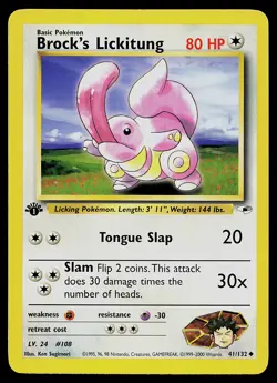 Pokemon Card - Brock's Lickitung Gym Heroes 41/132 Uncommon 1st Edition - Image 1