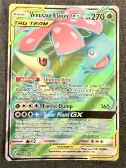 The Pokemon Company Venusaur & Snivy GX TAG TEAM 210/236 Cosmic Eclipse Holo - Image 1