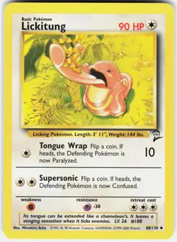 Lickitung 48/130 Uncommon Base Set 2 Pokemon LP - Image 1