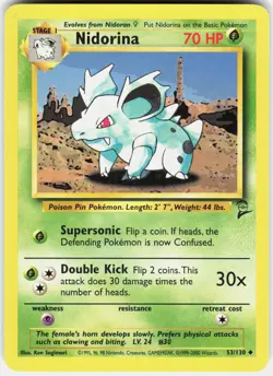 Nidorina 53/130 Uncommon Base Set 2 Pokemon LP - Image 1