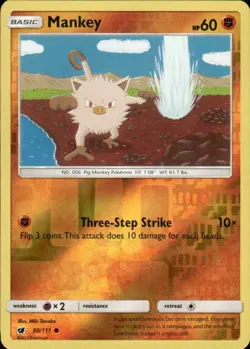 MANKEY 50/111 CRIMSON INVASION COMMON REVERSE HOLO POKEMON MIKI TANAKA - Image 1