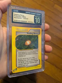 (POP 1) CGC 10 PRISTINE Aquapolis Healing Berry Trainer Tool Pokemon 125/147 - Image 1