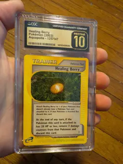 (POP 1) CGC 10 PRISTINE Aquapolis Healing Berry Trainer Tool Pokemon 125/147 - Image 2