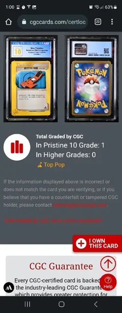 (POP 1) CGC 10 PRISTINE New Pokedex Trainer Pokemon Card 016/048 WEB Series - Image 4