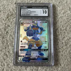 CGC 10 Mint Pokemon TCG Lucario GX Hidden Fates SV64/SV94 Shiny Vault Full Art - Image 1