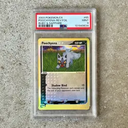 PSA 9 POOCHYENA #65 reverse foil - EX Ruby & Sapphire 2003 Pokemon Card! - Image 1