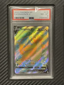 2022 PSA 8 FA Dragonite V #076 Full Art Pokemon TCG SWSH Pokemon Go - Image 1