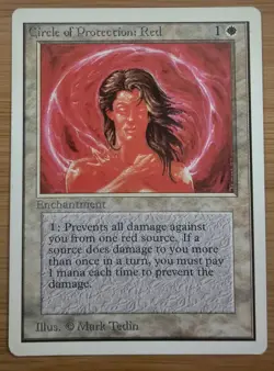 X 1 Circle of Protection Red NM-M Unlimited Edition 2ED MTG Magic The Gathering - Image 2